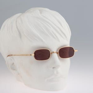 Nouvelle Vague Phil 040, Vintage 90s gold micro small rectangle sunglasses mens & women NOS