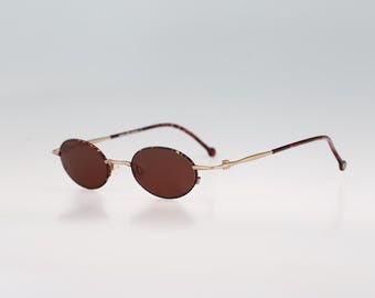 Contro Verse 4280 276 Z3, gafas de sol vintage steampunk ovaladas pequeñas y delgadas de los años 90 en color tortuga y dorado para mujer NOS