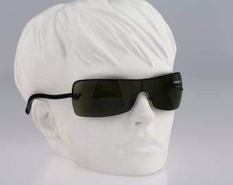Emporio Armani 202 S 706, Vintage 2000&#39;s rimless wrap shield sunglasses women NOS