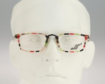 Robert Rudger 490 91, Vintage 90s unique colorful rectangle glasses frames mens & womens / NOS