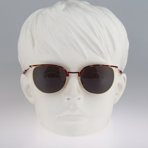 Maga Design 7352 T, Vintage 90s gold and tortoise browline cat eye sunglasses women NOS