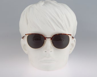 Maga Design 7352 T, Vintage 90s gold and tortoise browline cat eye sunglasses women NOS