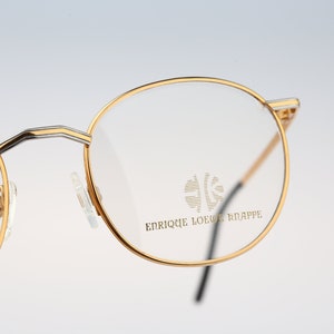 Enrique Loewe Knappe Dione 102, Vintage 90s gold round eyeglasses frames men & women / NOS