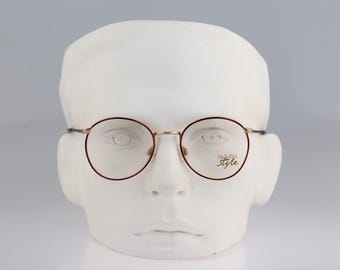 Nigura style Style 545 B, Vintage 90s tortoise and gold panto round eyeglasses frames mens & womens NOS