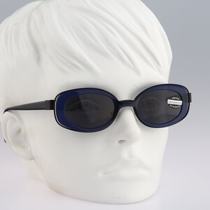 Roccobarocco 9313 30, Vintage 90s blue unique double rim rectangle sunglasses women NOS