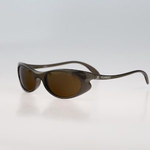 Vuarnet Pouillox 040, Vintage 90er Jahre gehärtet Glas Linsen grün wrap ovale Sonnenbrille Herren & Damen NOS