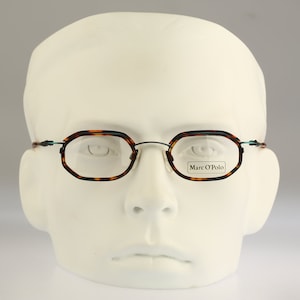 Marc O&#39;Polo by Metzler 3383 735, Vintage 90s antique blue and tortoise double rim small hexagon glasses frames mens & womens NOS