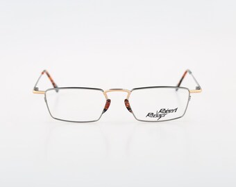 Robert Rudger 1030 144 04, Vintage 90s unique silver and colorful rectangle glasses frames mens & womens / NOS