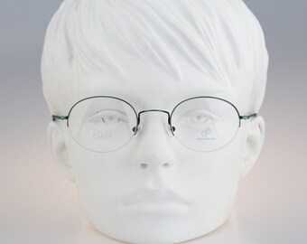 CPS Schweiz C 103 Ant. Grün, Vintage 90er Antik Grün Halbrand ovale Brille Herren & Damen NOS