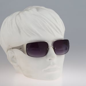 Emporio Armani 231 S 881 6I, Vintage 2000s silver unique semi rimless wrap aviator sunglasses men & women NOS