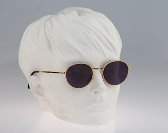 Police Vogart Line 2122 070, vintage jaren 90 gouden kleine panto ronde zonnebril heren en dames NOS