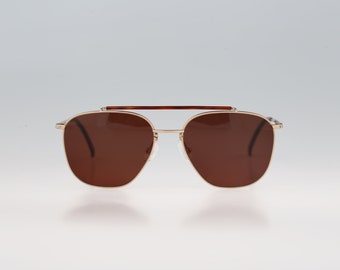 Vienna Line 1620 41, Vintage 90s gold square aviator sunglasses men & women NOS