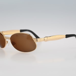 Charro ch 02 9, Vintage 90s gold steampunk riders wrap rectangle sunglasses mens and women, NOS