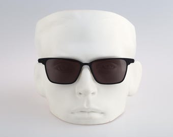 Anglo American AL 2 Mabk, Vintage 90s crazy black rectangle cat eye sunglasses mens and women NOS