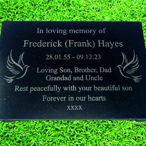 Personalised Memorial Plaque, Grave Marker, Robin Bench Plaque, In - View #3