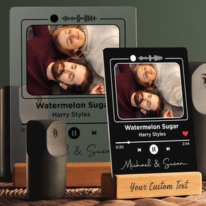 Acrylic Music Photo Plaque, Spotify Songwriter Playlist Picture Frame, Couple Name Sentimental Keepsake, Album Cover Wedding Memory Gift
