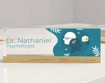 Psychologist Desk Name Plate, Neurologist Therapist Appreciation Gift, Phd Med School Graduation Decor, Physician MD Clear Acrylic Plaque