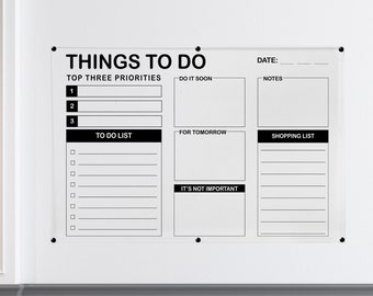 Daily Weekly To Do List, Clear Acrylic Christmas Shopping List Organizer Christmas Dry Erase Wall Calendar Notes Whiteboard + 4 FREE MARKERS