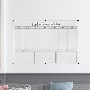 Custom Dry Erase Wall Calendar, Personalized Daily Weekly Acrylic Note Board, Family Work To Do List Gift, School Calendar 4 FREE MARKERS image 1