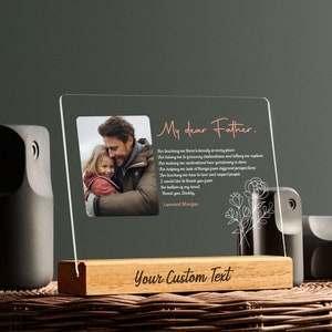 Placa acrílica con foto y carta de amor, marco para fotos con nombre de pareja, cita, regalo sentimental para padre, madre, esposo, novio o novia.