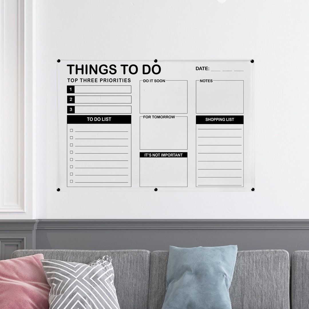 Custom Daily Things to Do List Acrylic Wall Decor Shopping Etsy