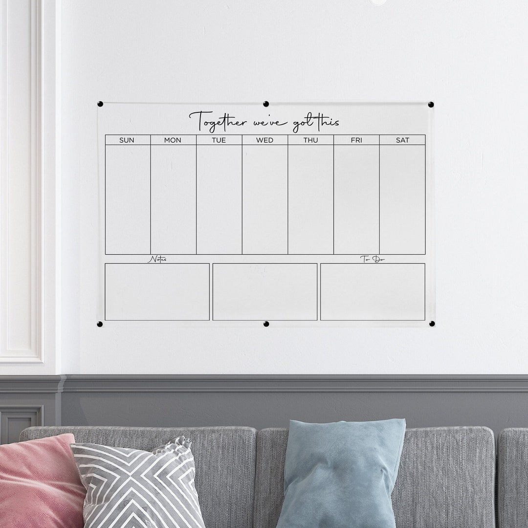 Custom Dry Erase Wall Calendar, Personalized Daily Weekly Acrylic Note