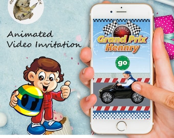 F1 video Invitation, race video, f1 video Birthday, race video Party, Digital Invitation, f1 Birthday Invitation