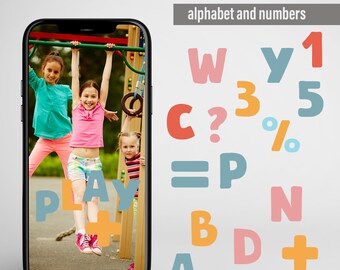 42 instagram alphabet and numbers Story Sticker, Storysticker, alphabet and numbers digital png Stickers