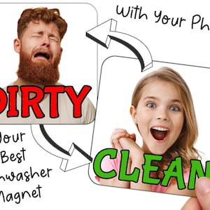 Your Dishwasher Custom Photo Magnets | Clean or Dirty | High Quality - Magnetic | Dishwasher Kitchen Home decor | Best Gift Magnet