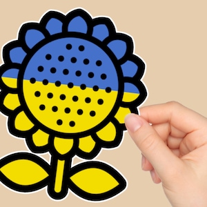 Flower POWER Ukraine Peace - Premium Sticker | Beste Tasse Sticker | Invasion Putin Ukraine | Wasserdicht