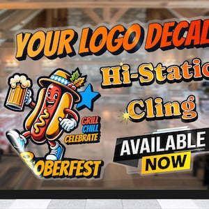 High Static Cling - Clear for Window - Your Personalized Logo Design Print - Clear Waterproof for Windows Storefront - UV ink - Customized