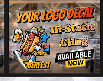High Static Cling - Clear for Window - Your Personalized Logo Design Print - Clear Waterproof for Windows Storefront - UV ink - Customized