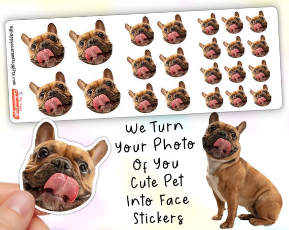 Custom Stickers - Face Pet Sticker Sheet | 22 High Quality - Picture Decals | Save Your Best Photo Sticker - Custom Gift