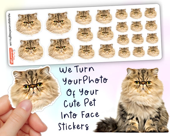 Custom Stickers - Face Pet Sticker Sheet | 22 High Quality - Picture Decals | Save Your Best Photo Sticker - Custom Gift