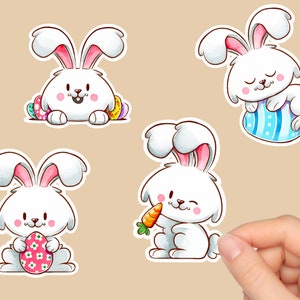 24 x simpatico coniglietto di Pasqua felice - adesivo premium / adesivi di ringraziamento / miglior regalo 4 cestini pasquali / lavabile in lavastoviglie