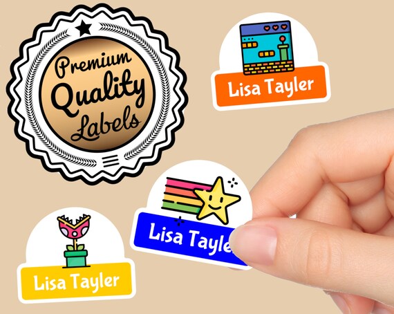 Personalized Labels for Kids (200 Labels) Waterproof Custom Name