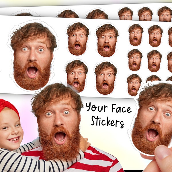 Custom Stickers - Face Sticker Sheet | 14 High Quality - Picture Decals | Save Your Best Photo Sticker - Custom Gift