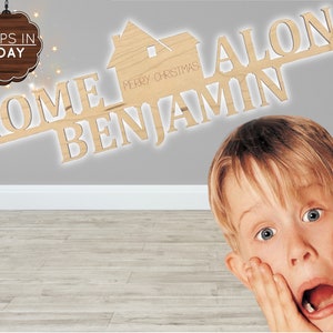 HOME ALONe - Cartel de madera personalizado - Madera personalizada - Cartel de decoración de pared