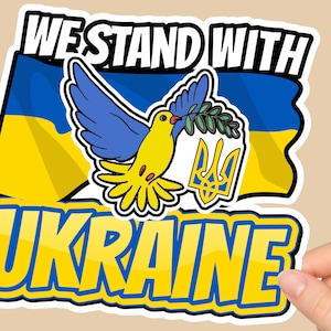 Wir stehen mit Der Ukraine - Hochwertig - Sticker | Bester Laptop-Aufkleber | SH! T PUTIN Ukraine | Wasserdicht