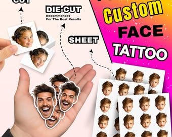 FUNNY Custom Temporary Tattoos with Face, Photo or Logo – Funny Personalized Party Tattoos | Birthday, Bachelorette, Wedding Favors