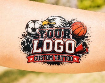 Your Custom Logo | Temporary Tattoos | Personalized Tattoos for Party Favors Birthday Bachelorette, Wedding Team Events Waterproof Skin Safe