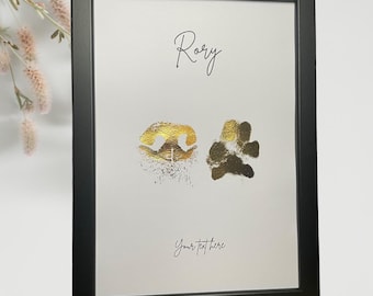Pet Foil Nose and or Paw Print Custom Pet Dog Memorial Gotcha Adopted Present Paw