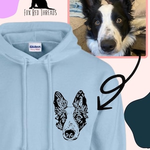 Personalised Embroidered Pet Portrait Hoodie Hoody Jumper Unisex