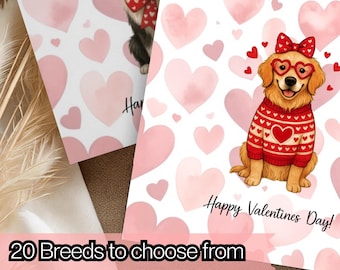 Valentine's Day Dog Breed Customisable Greetings Card | Wife, Girlfriend, Husband, Partner, Fiance | Optional Personal Message