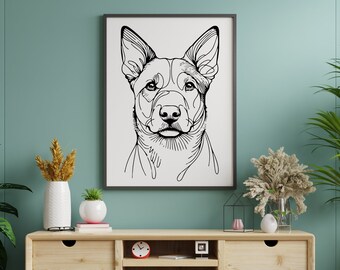 Pet Portrait Line Drawing Print Frame A4 5 x 7