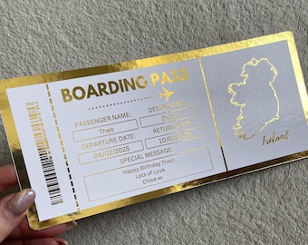 Custom Personalised Gift Ticket Boarding Pass Travel Day Out
