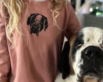 Children's Kids Personalised Embroidered Pet Portrait Sweater Sweatshirt Jumper Unisex