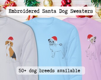 Dog Christmas Jumper Santa Festive Embroidered Pet Sweater Sweatshirt Jumper Unisex