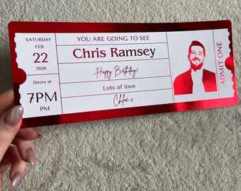 Custom Personalised Gift Ticket Gig Concert Theatre Day Trip