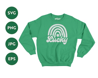 st patricks day SVG, happy go lucky SVG, lucky rainbow SVG, Lucky Shirt Svg, Clover Svg, Irish Svg, Shamrock Svg, Png Svg Cut Files Cricut